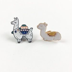 Enamel Llama Pin Set Of Two Brand New